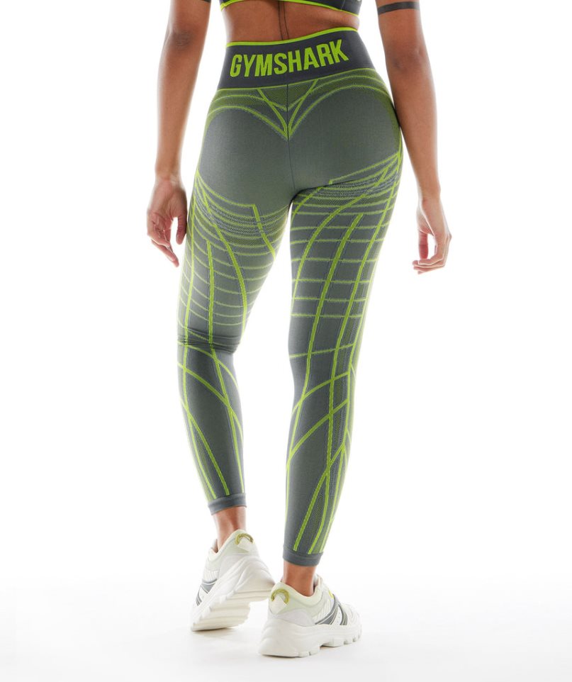 Women's Gymshark Wtflex Linear Seamless Leggings Green | CA N56DA3